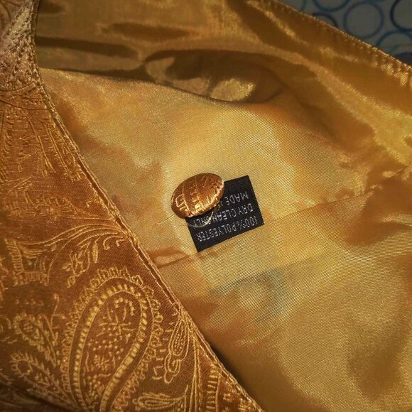 Vesuvio Napoli Paisley Vest Italy - Warm Gold Sz M - Picture 7 of 10